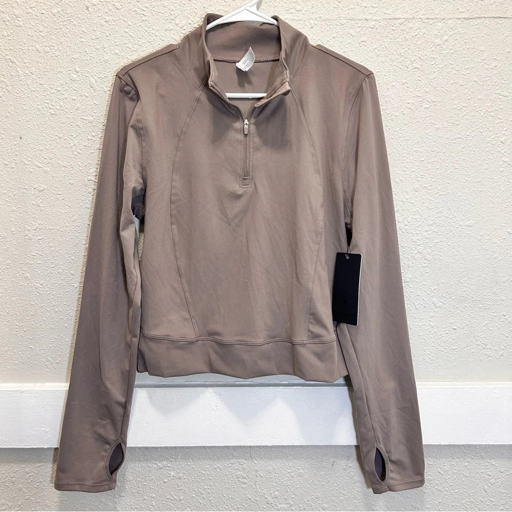 90 Degrees Quarter Zip Mocha Slightly Cropped Pullover NWT XXL